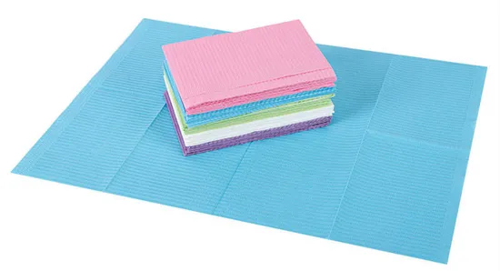 SJ Waterproof Patient Napkins CE Medical Tray Cover Table Nail Covers Patient Disposable Dental Bibs for Oral Care Teeth Whitening 