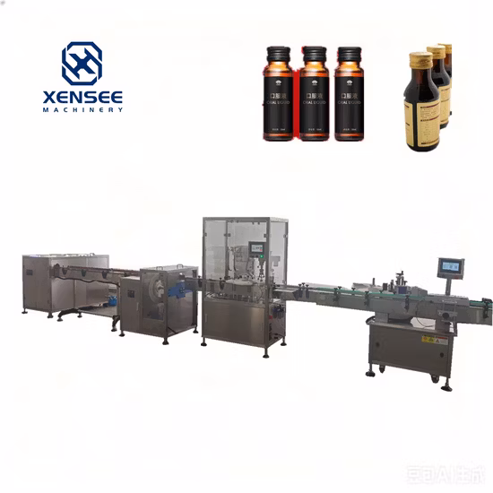 Full Automatic Oral Liquid Bottle Unscrambling Washing Filling Capping Labeling Production Line 